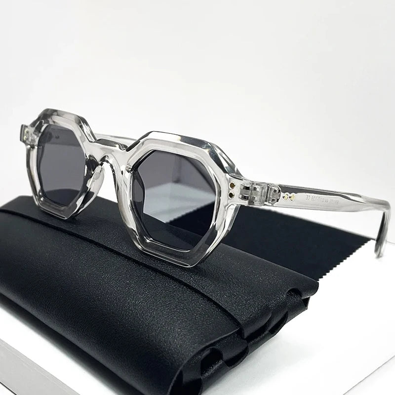 Retro Amber Polygon Sunglasses