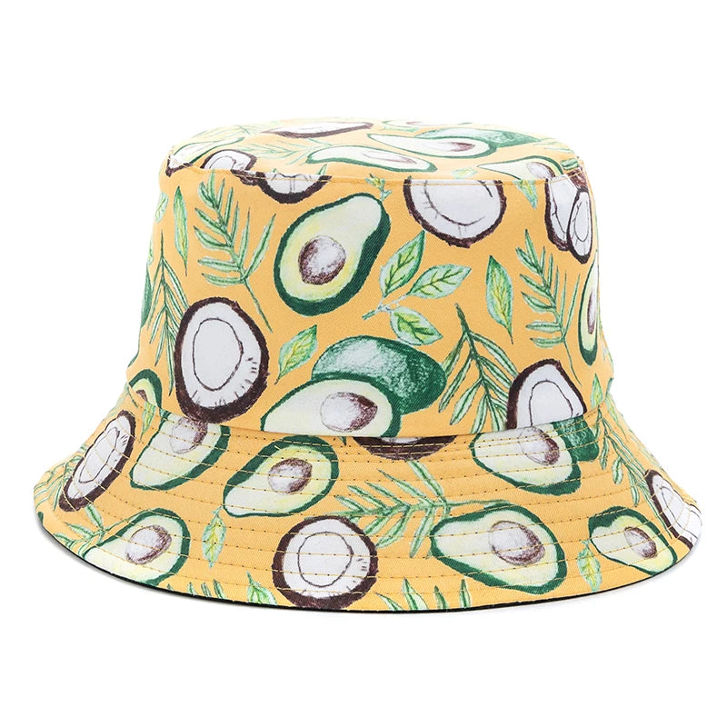 Bucket Hats with fruit and other stuff