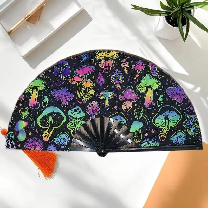 Kung Fu Fan UV Ink Printing Fluorescent Fan Bamboo Bone Folding Fan For Festival Dance Party