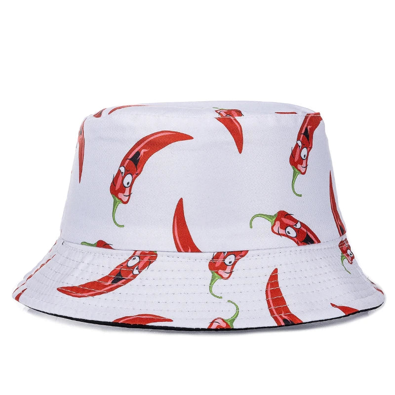 Bucket Hats with fruit and other stuff