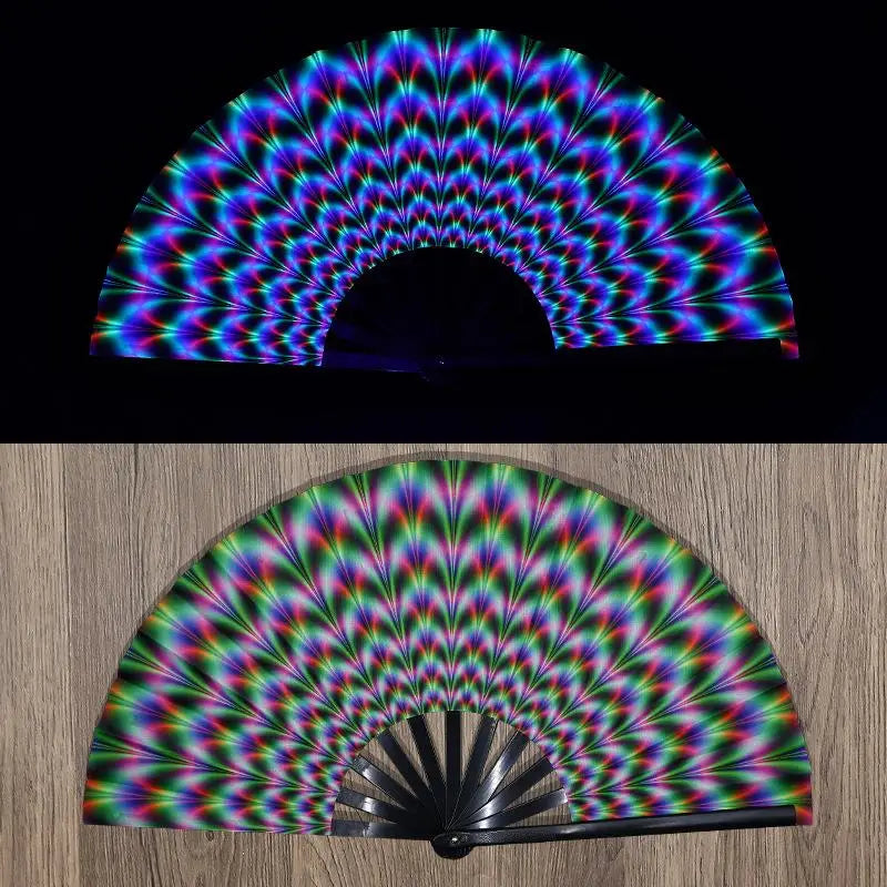 1pcs Kung Fu Fan UV Ink Printing Fluorescent Fan