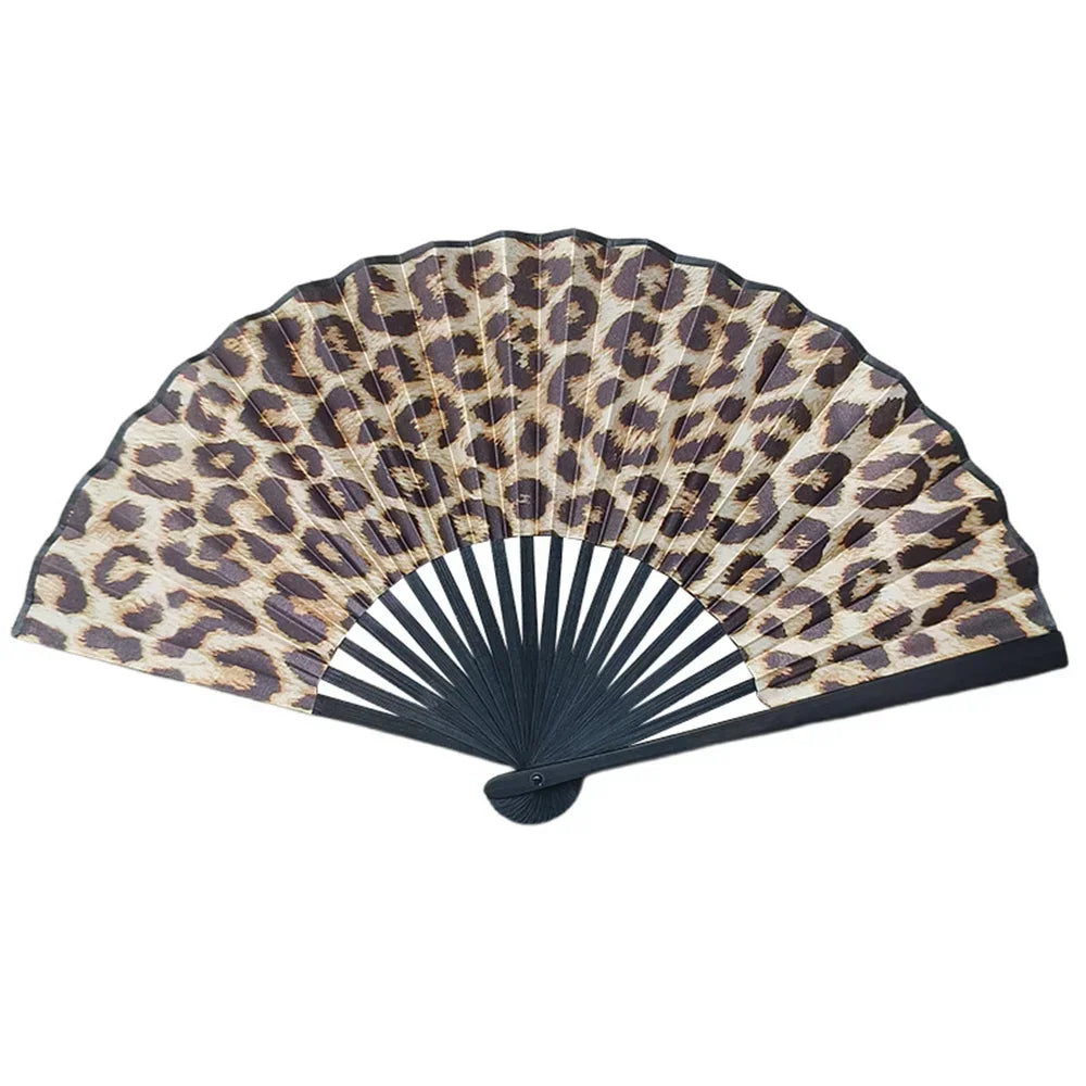 23cm Classic Folding Fan Print Black Bamboo Bone Fan Hand Fans Rainbow Cooling Handheld Fan Festival Performance Dance Fan Gifts