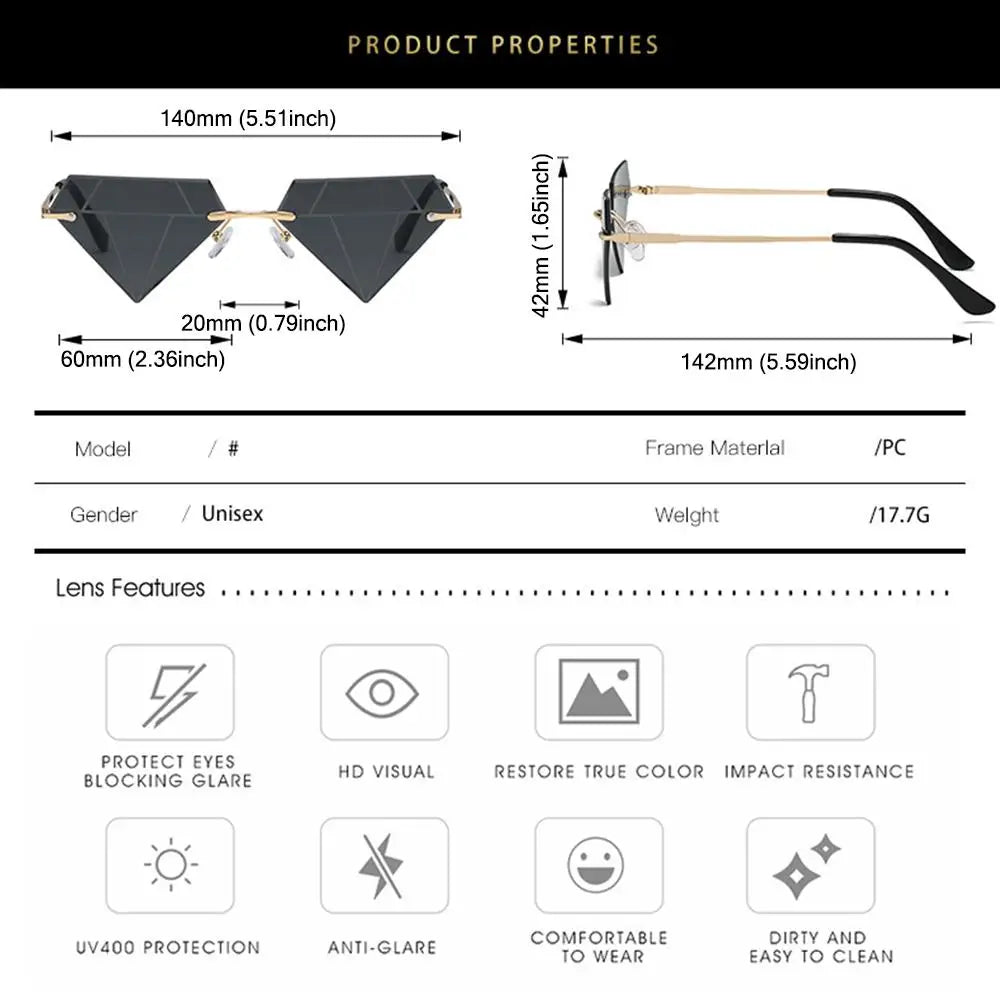 Festival Rave Party Eyeglasses Retro Shades Diamond Shaped