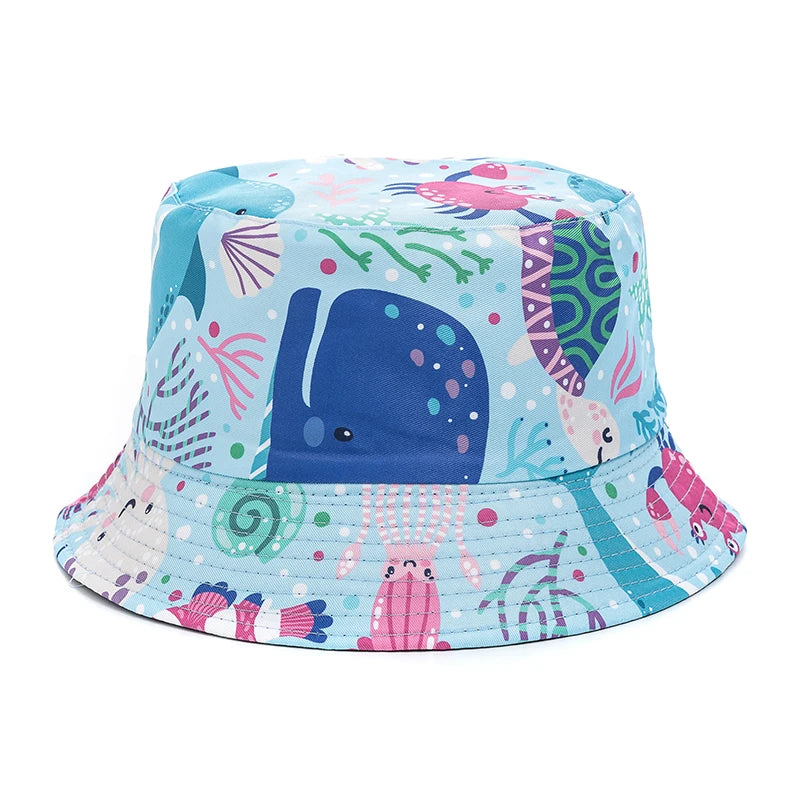 Bucket Hats with fruit and other stuff