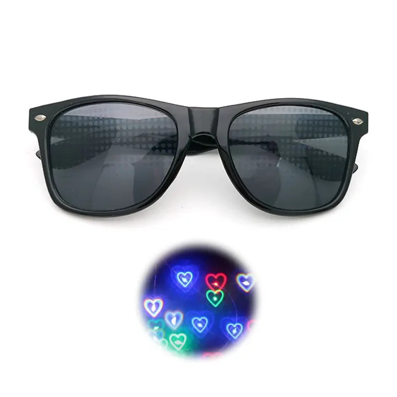 3D Prism Effect Diffraction Glasses Women Sunglasses Rectangle Rainbow Kaleidoscope Festival Style Rave Eyewear Clear/Gray lens